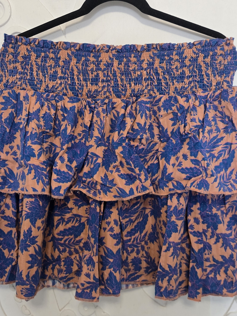 Universal Thread Peach Mini Skirt with Blue Floral Print